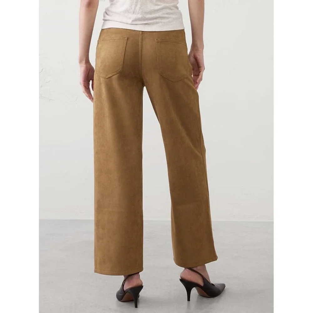Banana Republic Vegan Suede Wide Leg High Rise Pants Tan‎ Camel 28/6 Tall